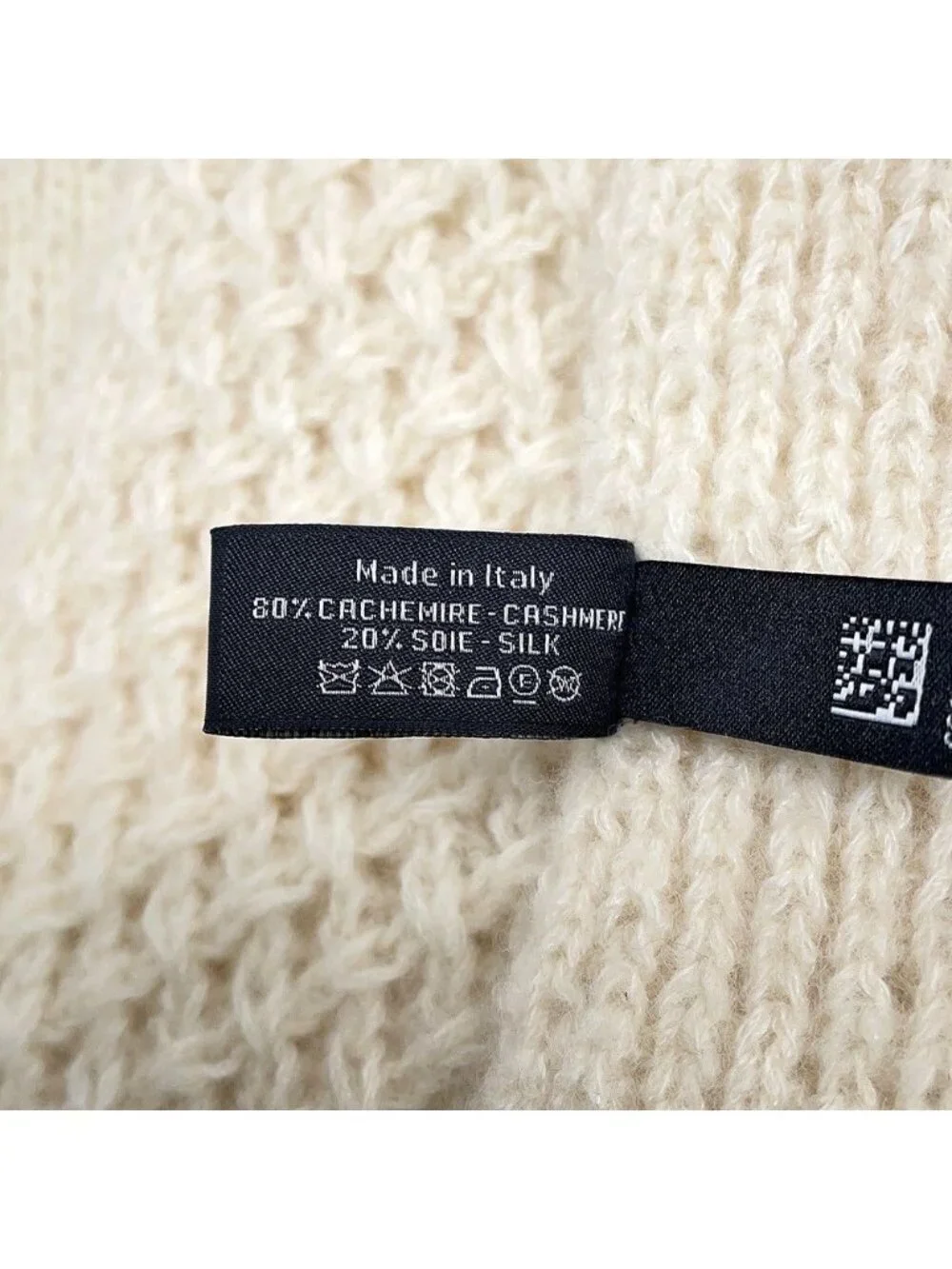 Chanel Scarf CC Logo Cashmere Silk Shawl White